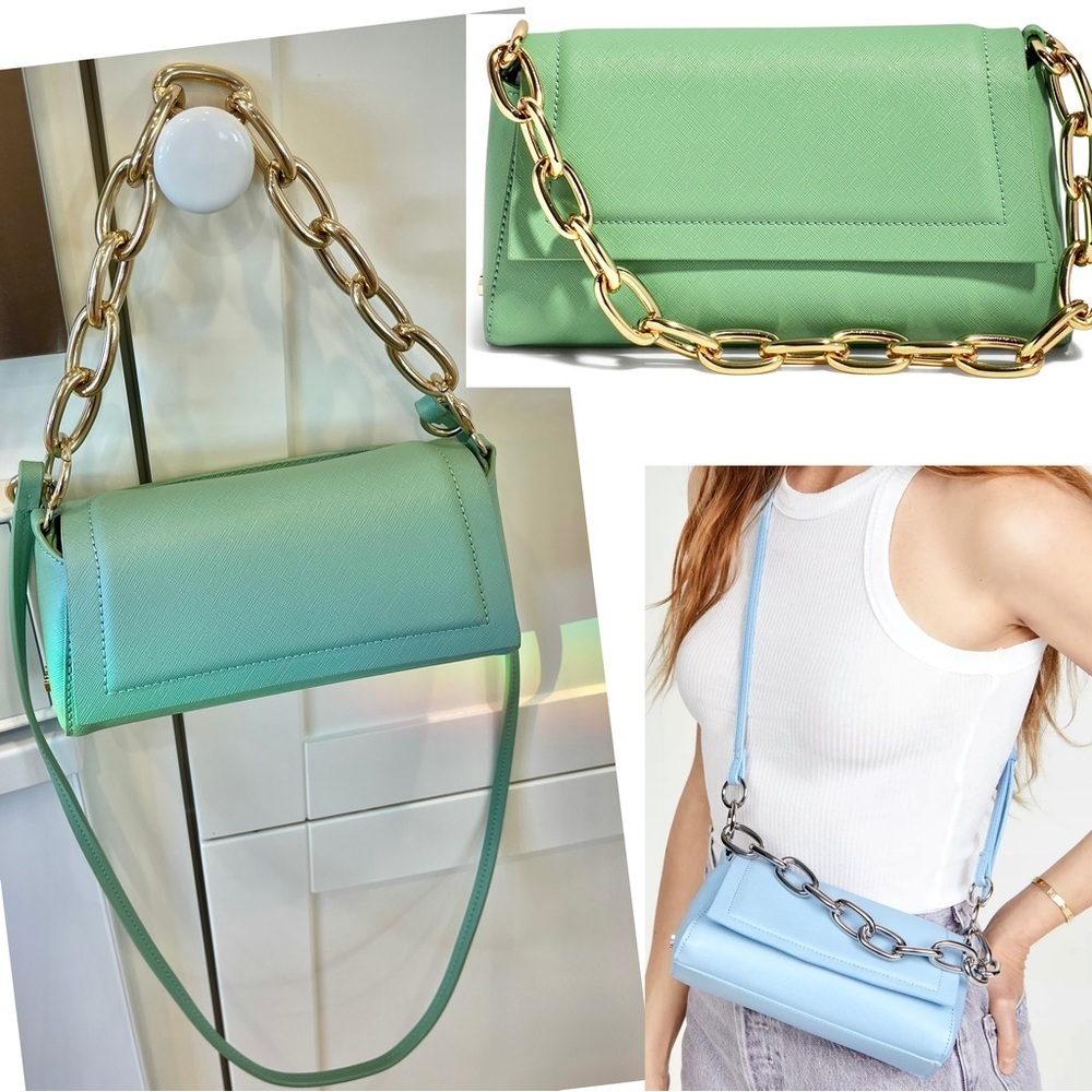 NWOT House of Want “We Fashion” chain crossbody convertible shoulder bag green